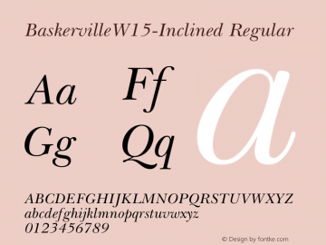 BaskervilleW15-Inclined Regular Version 1.01 Font Sample