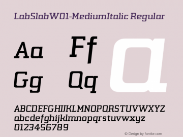 LabSlabW01-MediumItalic Regular Version 2.00 Font Sample