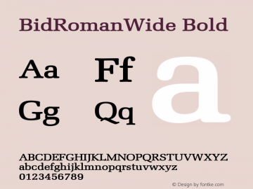 BidRomanWide Bold Altsys Fontographer 4.1 5/28/96 Font Sample