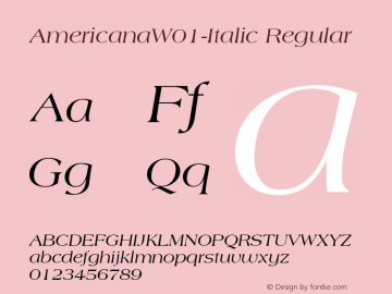 AmericanaW01-Italic Regular Version 1.00图片样张