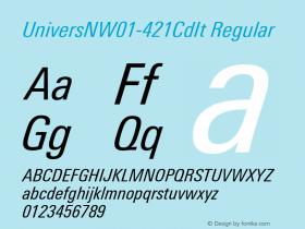 UniversNW01-421CdIt Regular Version 1.1 Font Sample