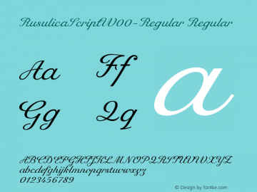RusulicaScriptW00-Regular Regular Version 1.00 Font Sample