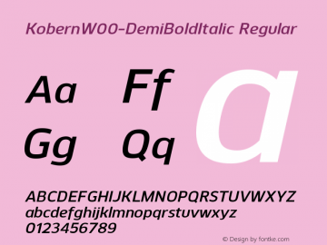 KobernW00-DemiBoldItalic Regular Version 1.10 Font Sample