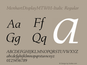 MenhartDisplayMTW01-Italic Regular Version 2.02图片样张