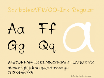 ScribblesAFW00-Ink Regular Version 2.00 Font Sample