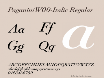 PaganiniW00-Italic Regular Version 1.00图片样张