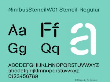 NimbusStencilW01-Stencil Regular Version 1.00 Font Sample