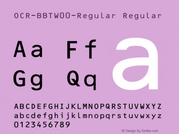 OCR-BBTW00-Regular Regular Version 1.00 Font Sample