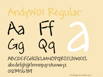 AndyW01 Regular Version 2.00 Font Sample