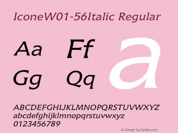 IconeW01-56Italic Regular Version 1.02 Font Sample