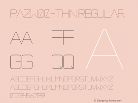 PazW00-Thin Regular Version 1.1 Font Sample