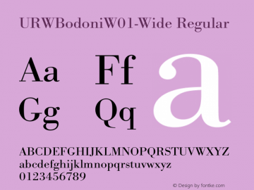 URWBodoniW01-Wide Regular Version 1.00 Font Sample