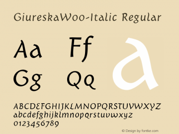 GiureskaW00-Italic Regular Version 1.00 Font Sample