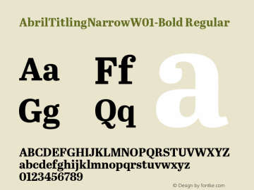 AbrilTitlingNarrowW01-Bold Regular Version 1.00 Font Sample