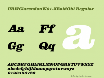 URWClarendonW01-XBoldObl Regular Version 1.00 Font Sample
