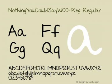 NothingYouCouldSayW00-Reg Regular Version 1.00 Font Sample