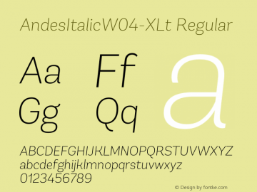 AndesItalicW04-XLt Regular Version 1.00图片样张