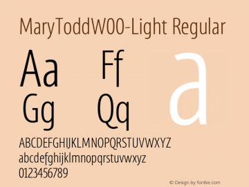 MaryToddW00-Light Regular Version 1.00 Font Sample