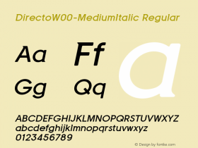 DirectoW00-MediumItalic Regular Version 2.10 Font Sample