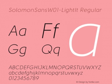 SolomonSansW01-LightIt Regular Version 1.00 Font Sample