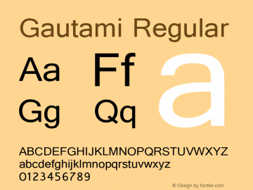 Gautami Regular Version 5.90a Font Sample