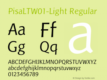 PisaLTW01-Light Regular Version 1.01 Font Sample