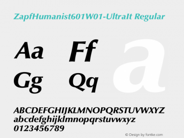 ZapfHumanist601W01-UltraIt Regular Version 1.00 Font Sample