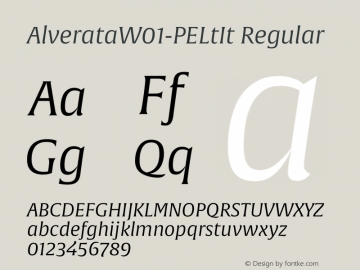 AlverataW01-PELtIt Regular Version 1.00 Font Sample