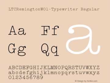 LTCRemingtonW01-Typewriter Regular Version 1.00 Font Sample