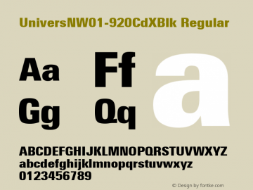 UniversNW01-920CdXBlk Regular Version 1.1 Font Sample