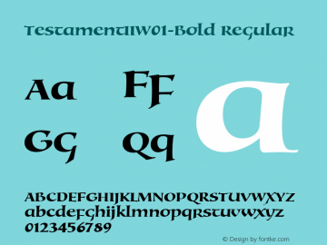 TestamentIIW01-Bold Regular Version 1.00 Font Sample