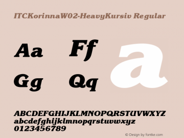 ITCKorinnaW02-HeavyKursiv Regular Version 1.00 Font Sample