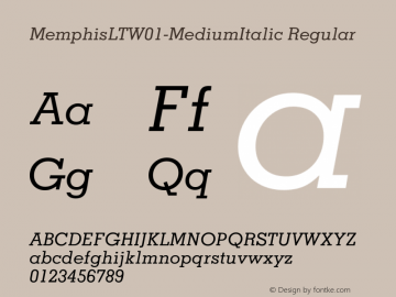 MemphisLTW01-MediumItalic Regular Version 2.02 Font Sample