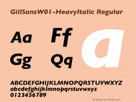 GillSansW01-HeavyItalic Regular Version 1.02 Font Sample