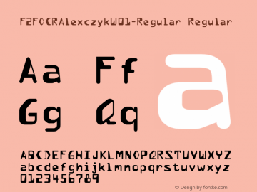 F2FOCRAlexczykW01-Regular Regular Version 2.01 Font Sample