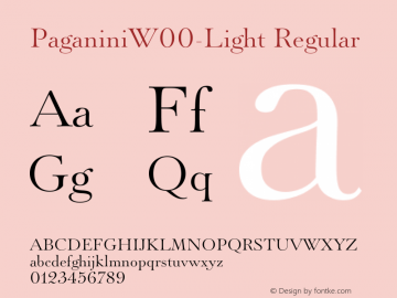 PaganiniW00-Light Regular Version 1.00 Font Sample