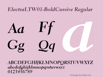 ElectraLTW01-BoldCursive Regular Version 1.00 Font Sample