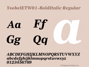 YsobelETW01-BoldItalic Regular Version 1.00 Font Sample