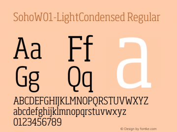 SohoW01-LightCondensed Regular Version 1.02 Font Sample