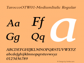 TaroccoOTW01-MediumItalic Regular Version 2.10 Font Sample
