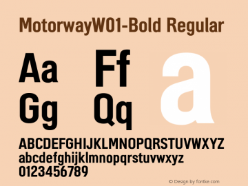 MotorwayW01-Bold Regular Version 1.00图片样张