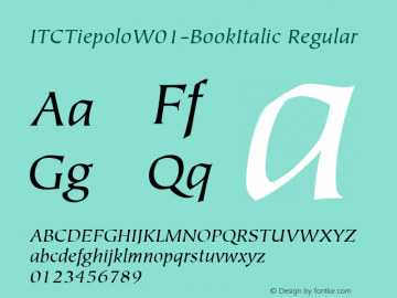 ITCTiepoloW01-BookItalic Regular Version 1.00 Font Sample