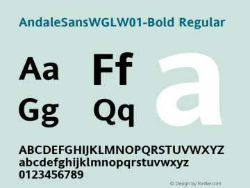 AndaleSansWGLW01-Bold Regular Version 3.10 Font Sample