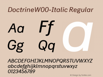 DoctrineW00-Italic Regular Version 1.00 Font Sample