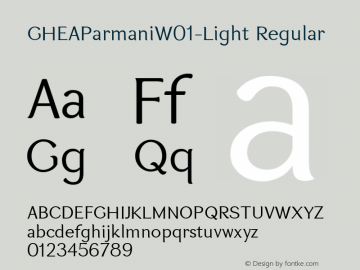 GHEAParmaniW01-Light Regular Version 1.00 Font Sample