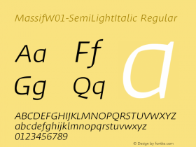 MassifW01-SemiLightItalic Regular Version 1.00 Font Sample