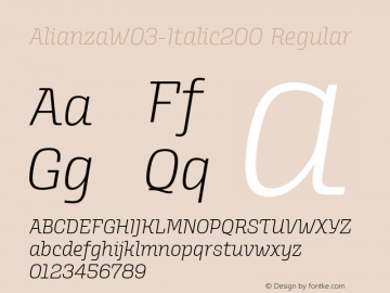 AlianzaW03-Italic200 Regular Version 1.00 Font Sample