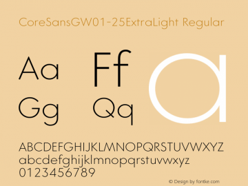 CoreSansGW01-25ExtraLight Regular Version 1.1图片样张