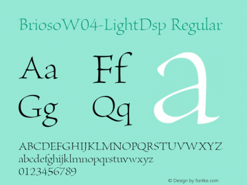 BriosoW04-LightDsp Regular Version 1.00 Font Sample