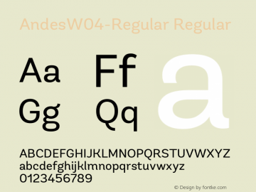 AndesW04-Regular Regular Version 1.00 Font Sample